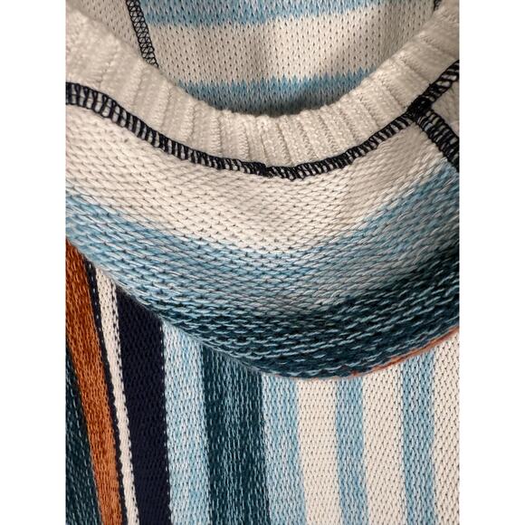Soft Surroundings Coastal Stripe Hooded Knit Tunic Pullover Sweater Large - Picture 5 of 8